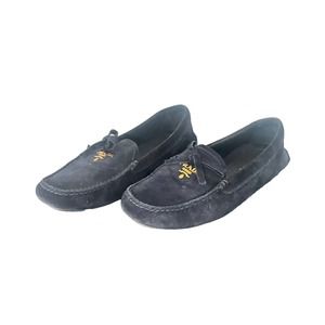 Prada suede calfskin loafers size 36 us 6 womens navy blue moccasin